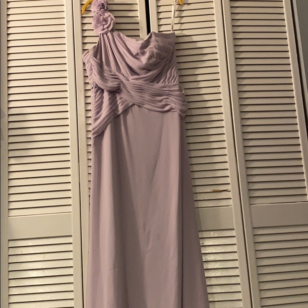 Full length one shoulder evening gown